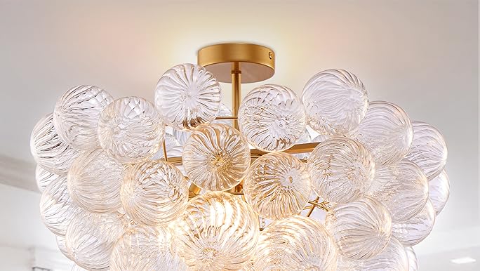 Bubble large Gold シャンデリア Longree Nordic Bubble Ball Swirled Glass Chandelier, Dia 36